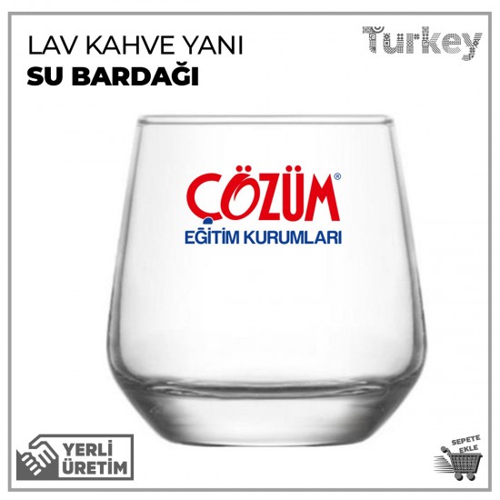 Lav Baskılı Kahve Yanı Su Bardağı